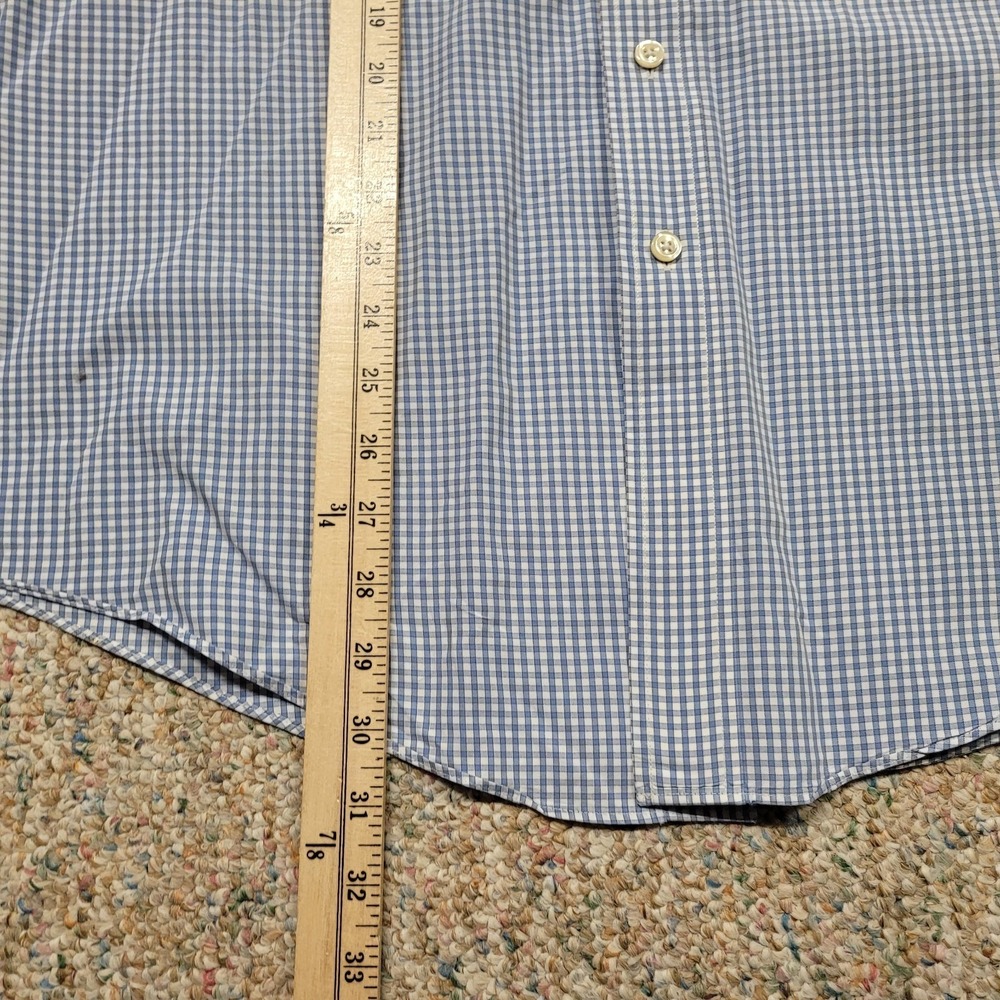 Brooks Brothers Shirt Mens Large Blue Check Button Down Long Sleeve Slim Fit - Picture 10 of 14